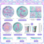 450 Pcs Mermaid Birthday Party Tableware Set Decorations Mermaids Paper Plates - Image 2