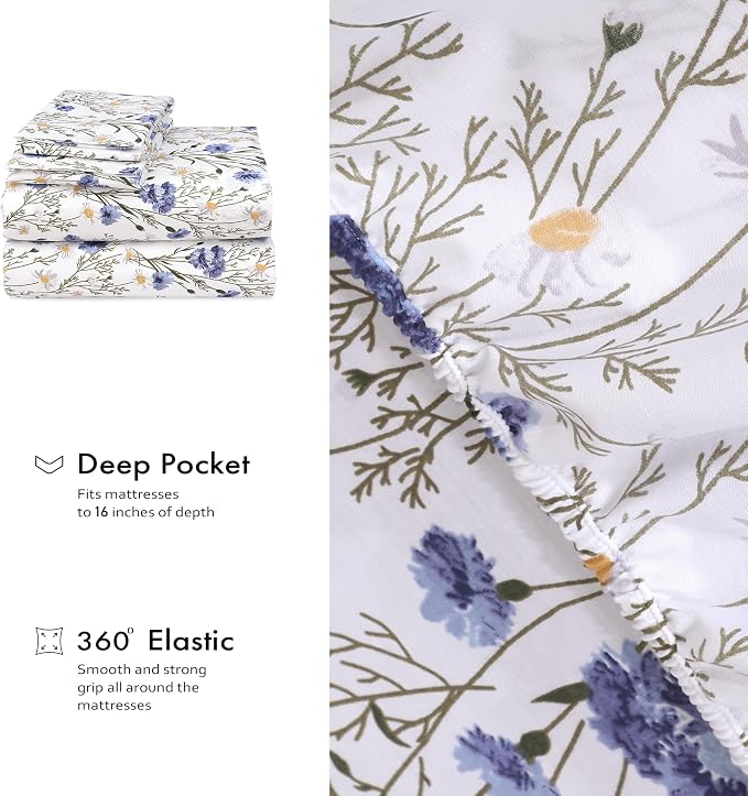 RUVANTI 100% Cotton Sheets – Split King Size Percale Bedding, Cooling & - Image 6