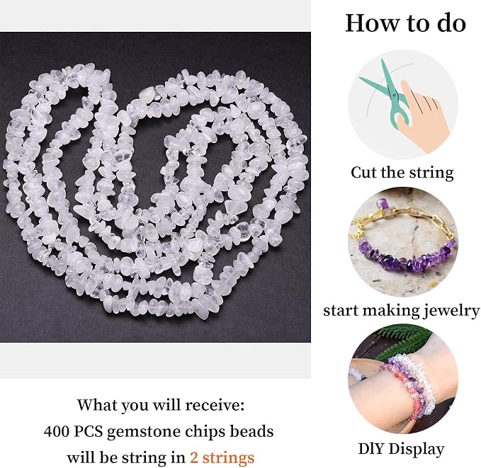 400pcs Natural Chip Stone Beads - Image 8