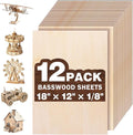 12 Pack Basswood Sheets for Crafts, Wood Burning, Architectural Models by MITINU
