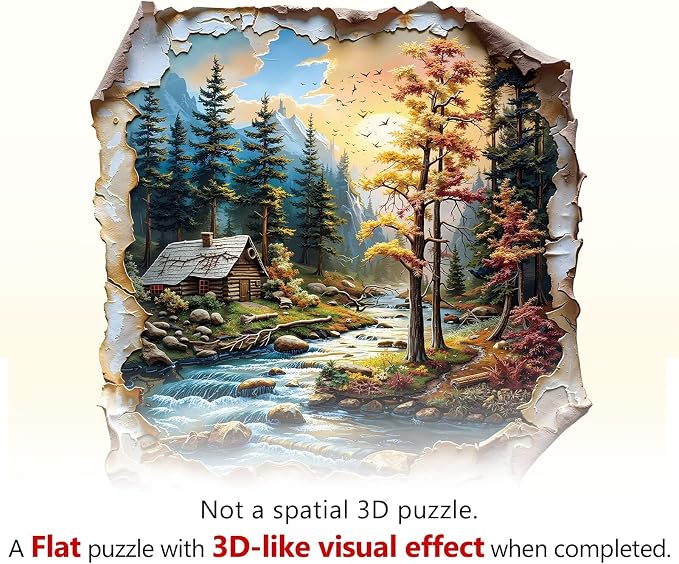 Autumn Dreamscape Puzzles Adults Gifts Wooden 90 Pieces 7.7 * 7.6in - Image 9