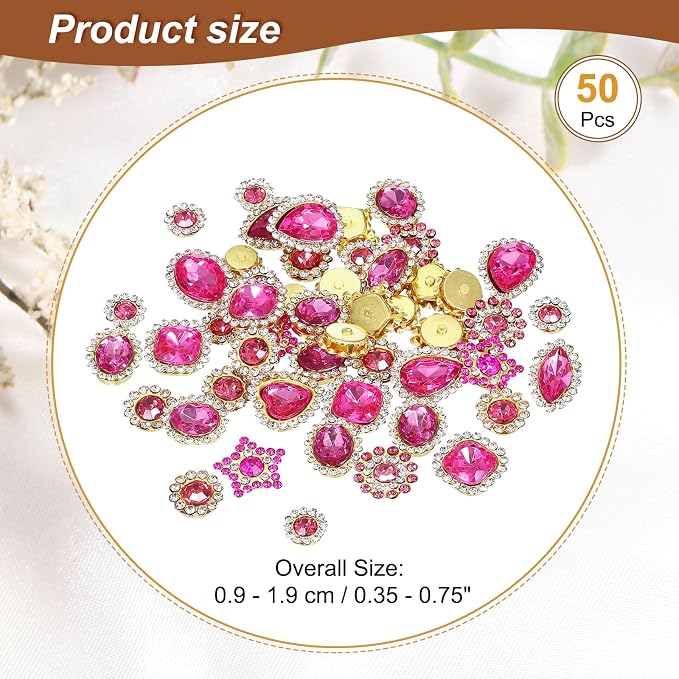 PATIKIL Sew on Rhinestones Crystals, Rose Red - Image 2
