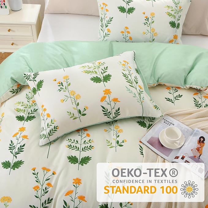MUXHOMO Duvet Cover King Size, Reversible Floral Vintage Duvet Cover Set - Image 4