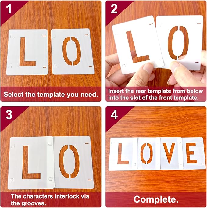 2 Pack - 1.5 Inch Letter Stencils Set, 72 Reusable Stencils - Image 4