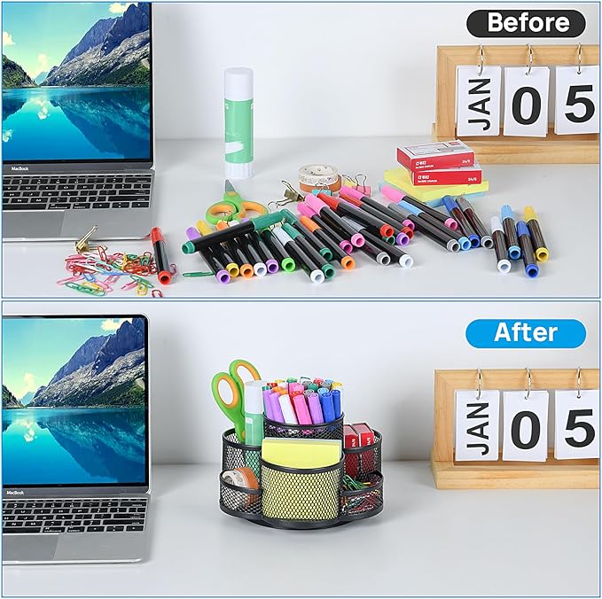 Topwey Pen Holder for Desk, 360 Rotating Pencil Holder, Cup Holder for Desk - Image 4