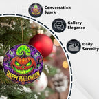 Neon Pumpkin Halloween Metal Tin Sign Round Wall Decor Glowing Jack O Lantern - Image 3