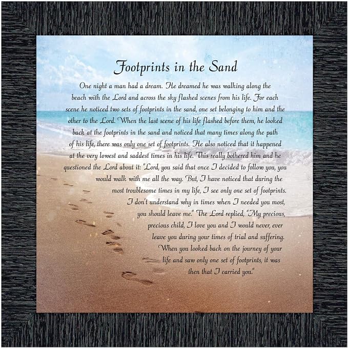 Footprints in the Sand Inspirational Wall Art, Beach Decor, Christian Gifts - Image 2