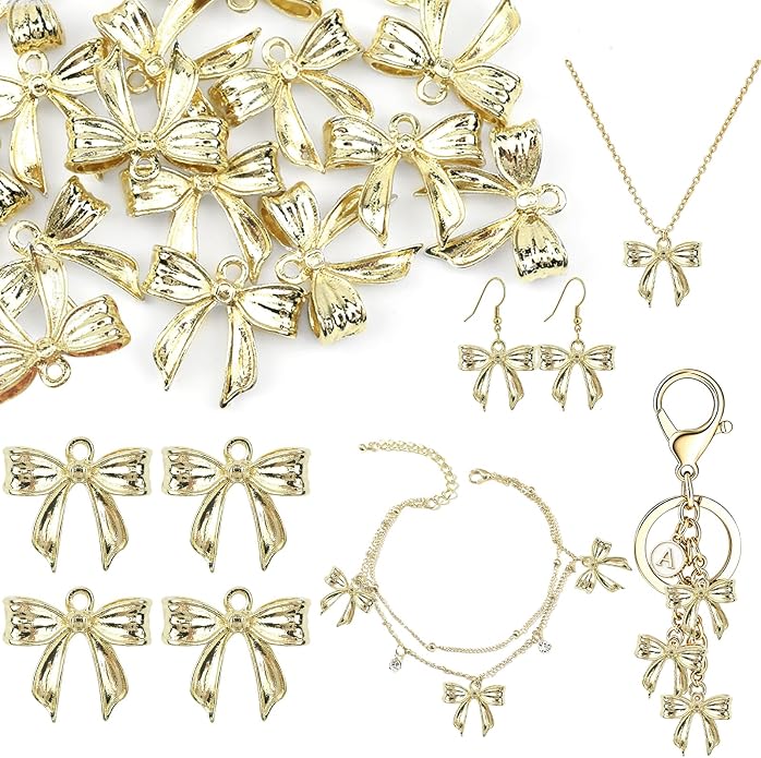 Bow Charms for Bracelet Jewelry Making Cute Bracelet Charms | 18Pcs, Bow Charms by Unknown