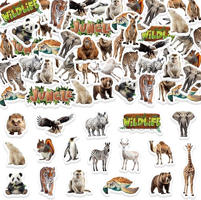 300Pcs Animals Foam Stickers, Self-Adhesive Cartoon Jungle Animals Foam Sticker by Bonieset