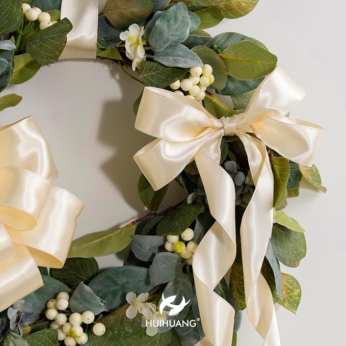 HUIHUANG Champagne Satin Wired Ribbon 1-1/2" Light Champagne Wire Edge Ribbon - Image 5