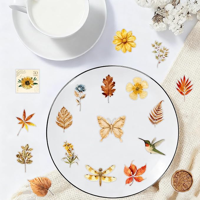 50PCS Transparent Flora Scrapbook Stickers, Flower-G | Vintage Aesthetic Flowers - Image 7