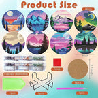 ijbnhd Sunsets Diamond Painting Coasters Kits, 4X4inch | Diamond Art Coasters - Image 3