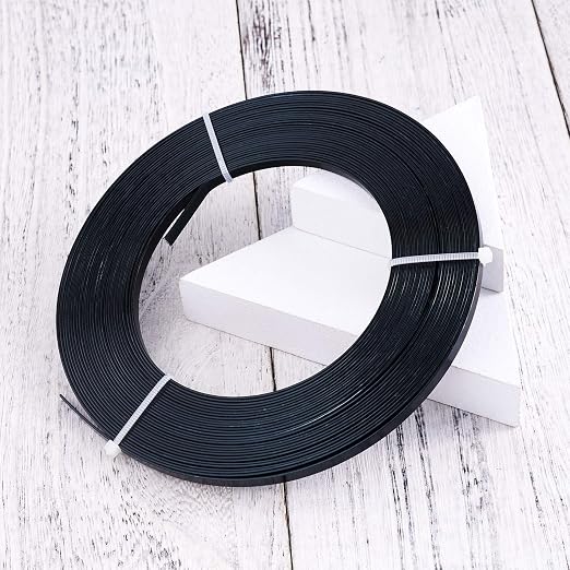 Fashewelry 32.8Ft 5mm Aluminum Flat Wire Black Bendable Metal Craft Wire Strip - Image 4