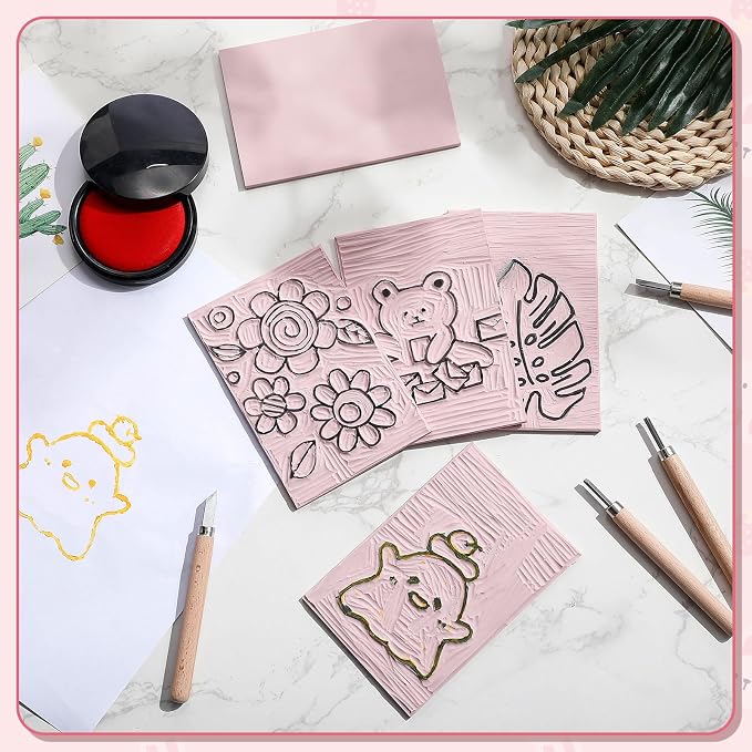 Frienda 30 Pack 4"x6" Rubber Carving Blocks Rubber Stamp Carving Linoleum Blocks - Image 5