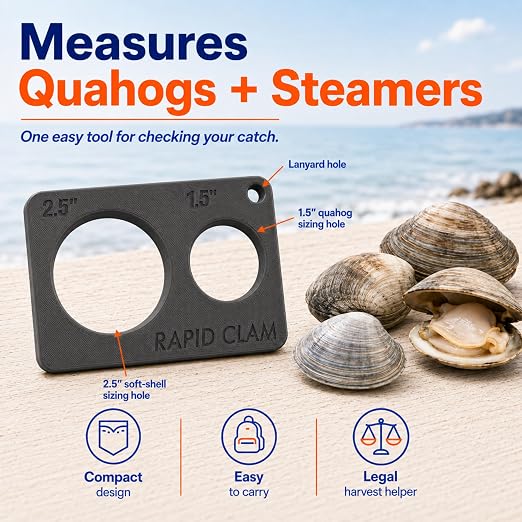 Clam Measuring Tool | 1.5" Quahog & 2.5" Soft-Shell Clam Gauge | Floats in - Image 4