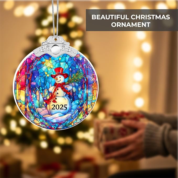 Christmas Ornaments 2025 Faux Stained Glass Effect, Christmas Tree Ornaments - Image 6