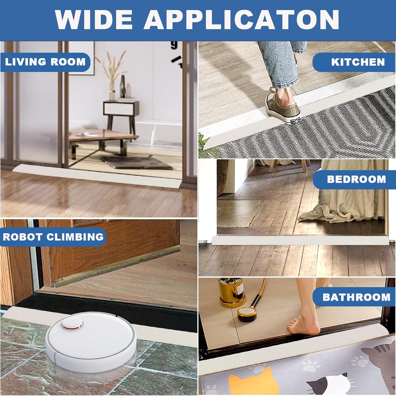 Vinyl Door Threshold Flooring Transition Strip Self Adhesive Carpet Edging Strip for Laminate Doorway Edge Threshold from 1/5" to 2/5" (Beige Wood Grain, 10 Ft)