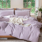 MooMee Bedding Duvet Cover Set 100% Washed Cotton Linen Like Textured - Image 7