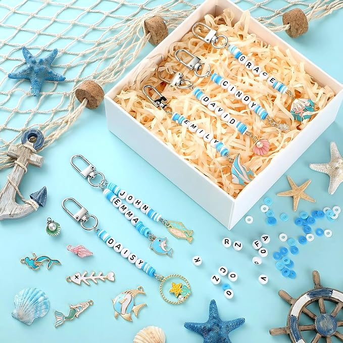 Tondiamo 2823 Pcs Ocean Keychain Making Kit Seashell Bag Charm Beach DIY Craft - Image 4