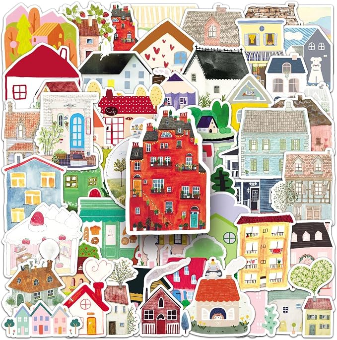 Cute Cartoon House Stickers for Journaling - Image 6
