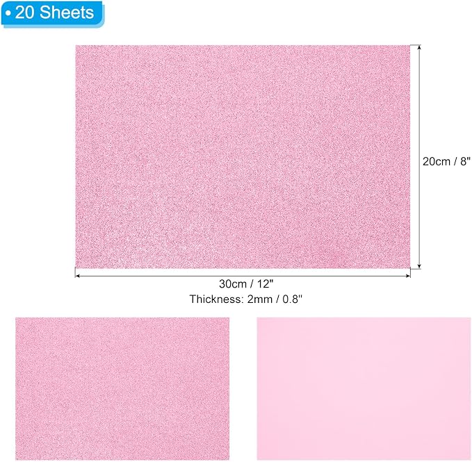 PATIKIL Pink Shiny EVA Glitter Foam Sheet 11 x 8 Inch 2mm Thick Sparkle EVA - Image 2