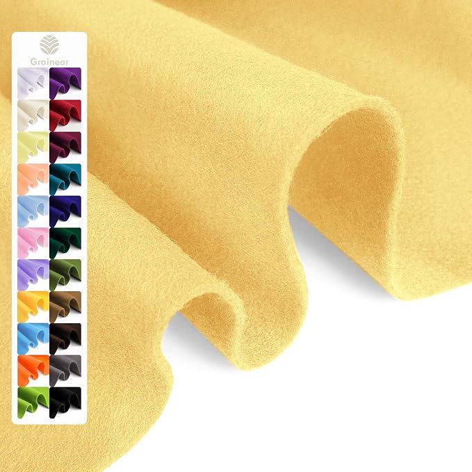 Pastel Yellow Soft Felt Fabric Sheet 36" x 36", 1.6mm Thick, Premium Craft Felt by Grainear