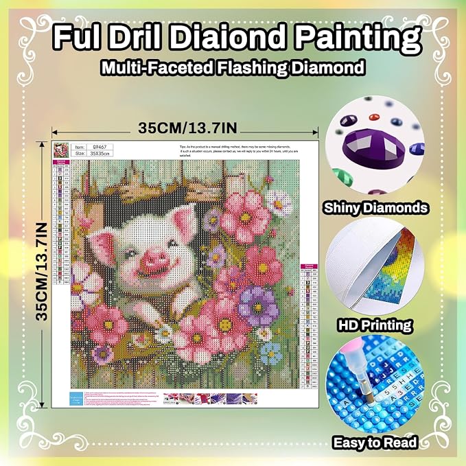 HITO Pig Diamond Painting Kits for Adults - Image 2