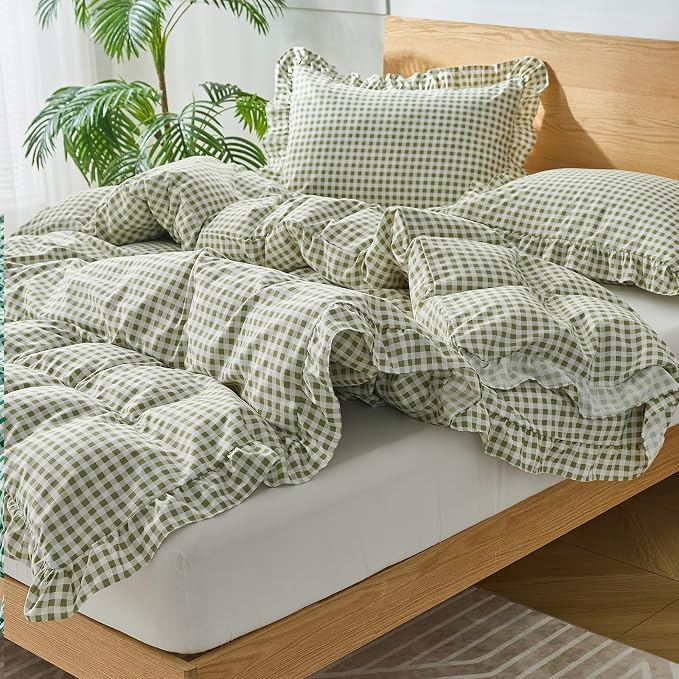 Gingham Duvet Cover Twin Size, 2 Pieces Soft Breathable Microfiber Plaid - Image 4