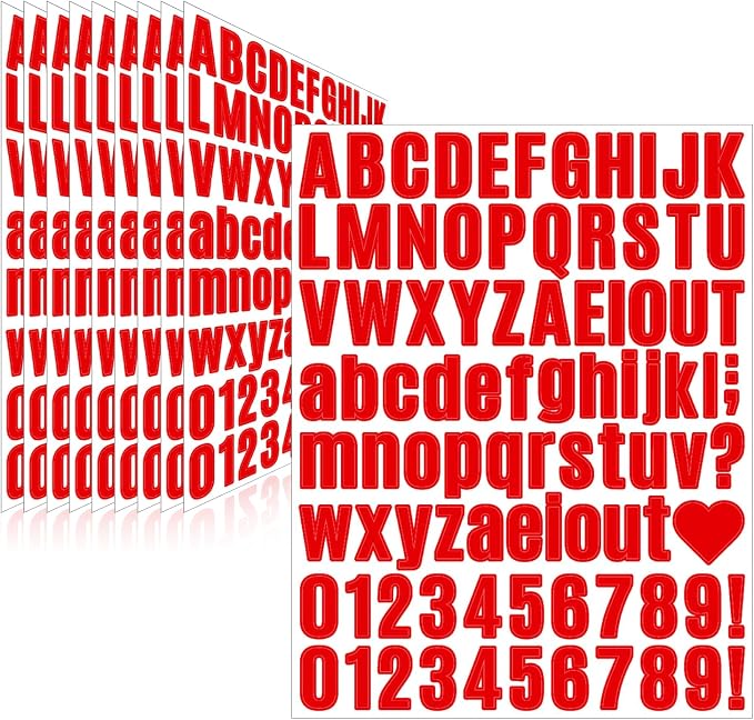 Letter Stickers, Mailbox Numbers, 1 Inch Waterproof Vinyl Alphabet | 1 Inch Red by Llewyn