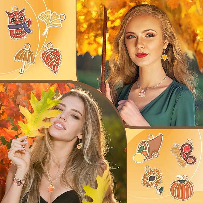 SANNIX 110Pcs/55 Pairs Fall Charms, Thanksgiving Charms - Image 6