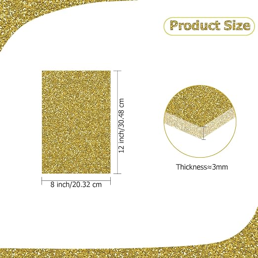 2 Pack 8'' x 12'' Glitter Gold Acrylic Sheet, 3mm Thick Acrylic Plexiglass - Image 2