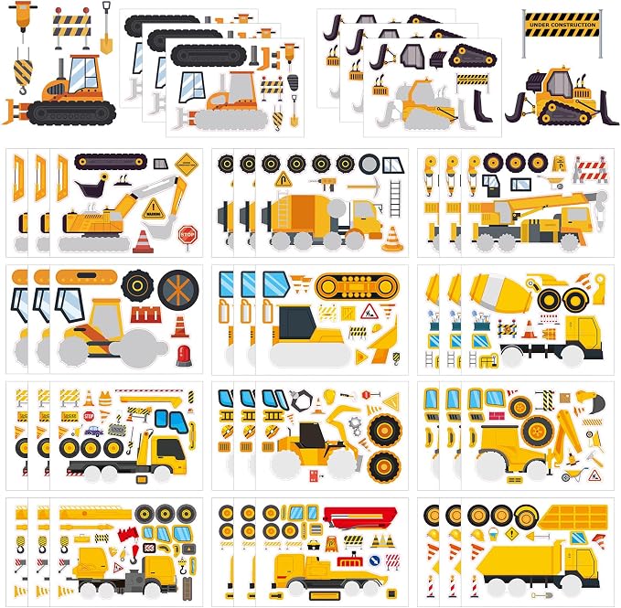 42 Sheets Create Construction Vehicles of Dreams Stickers, Make Your Own Sticker by Cosomia