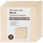 12 Pack Birch Plywood Sheets 1/8", 11.8"x11.8"x1/8" inch Plywood Sheets by Unknown