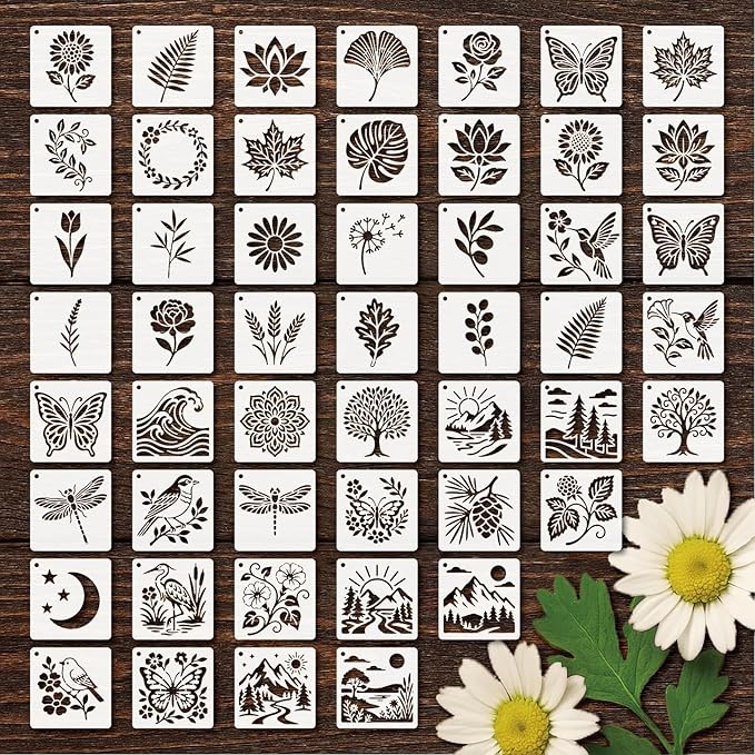 Stencils 4in 50pcs Reusable Plastic Templates Craft Paint Template Nature Style by BLOSSOMLAYER