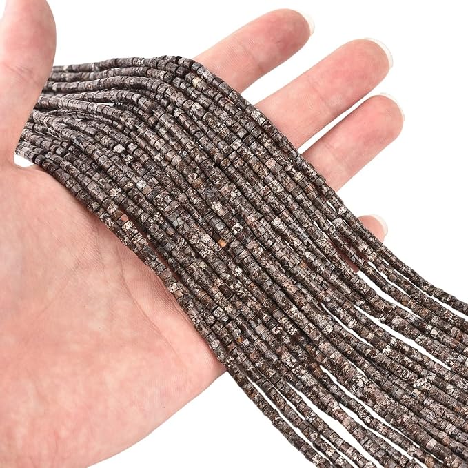 155pcs 3x2mm Natural Brown Snowflake Obsidian Heishi Disc Rondelle Spacer Stone - Image 5
