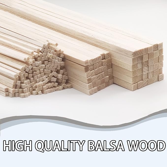 222Pcs Balsa Wood Sticks, Wood Strips Balsa Square Wooden Dowels Hardwood - Image 7