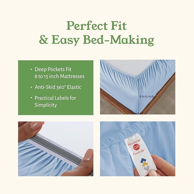 California Design Den Soft 100% Organic Cotton Queen Sheet Set - Image 5