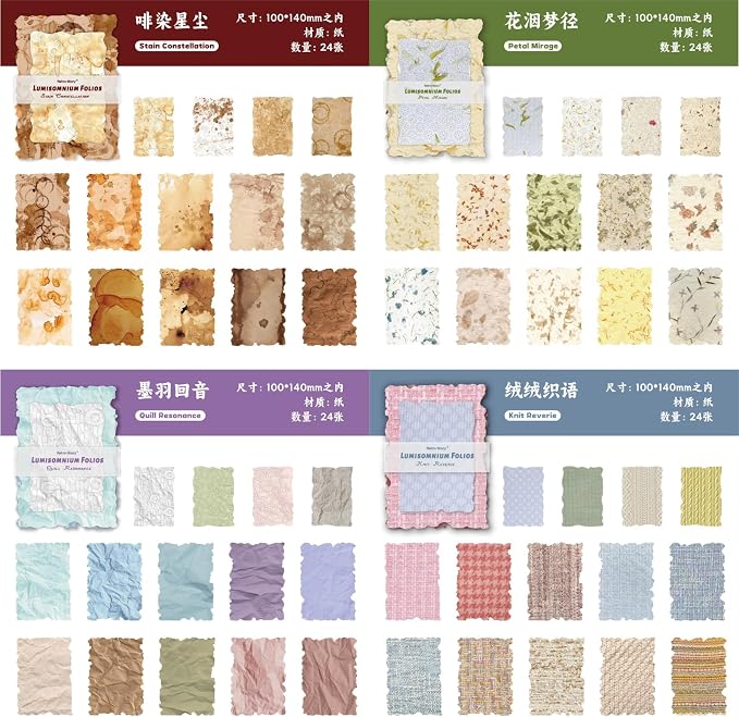 144 Sheets 3D Embossed Scrapbook Paper, 4x5.5 Letterpress Textured Ephemera - Image 2