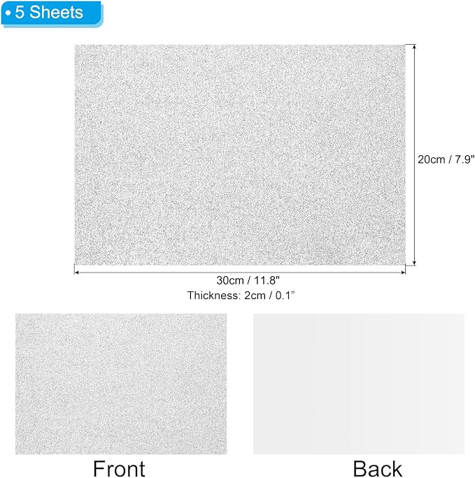PATIKIL Silver Shiny EVA Glitter Foam Sheet 11.8 x 7.9 Inch 2mm Thick - Image 2