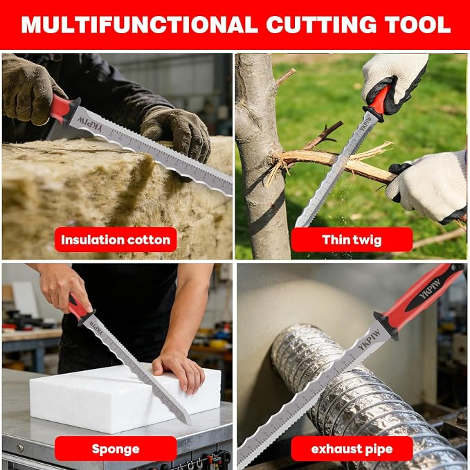 Insulation Knife with Measuring Scale, Stainless Steel Double-Sided Serrated - Image 4