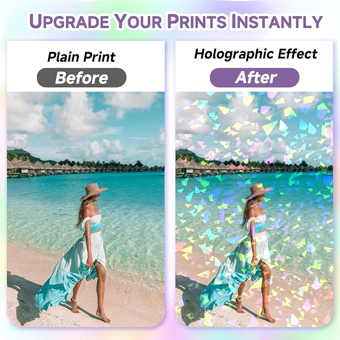 36 Sheets Holographic Laminate Sheets Clear Holographic Sticker Paper | Self - Image 5
