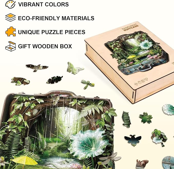 Fantasy Forest Adult Puzzles Suitcase Garden Nature Rain Forest Landscape Water - Image 2