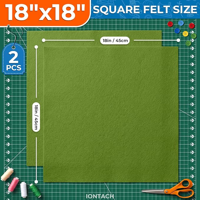 IONTACH 18" X 18" Soft Felt Sheets 1.6mm Thick | Acrylic Felt Fabric Sheets - Image 2