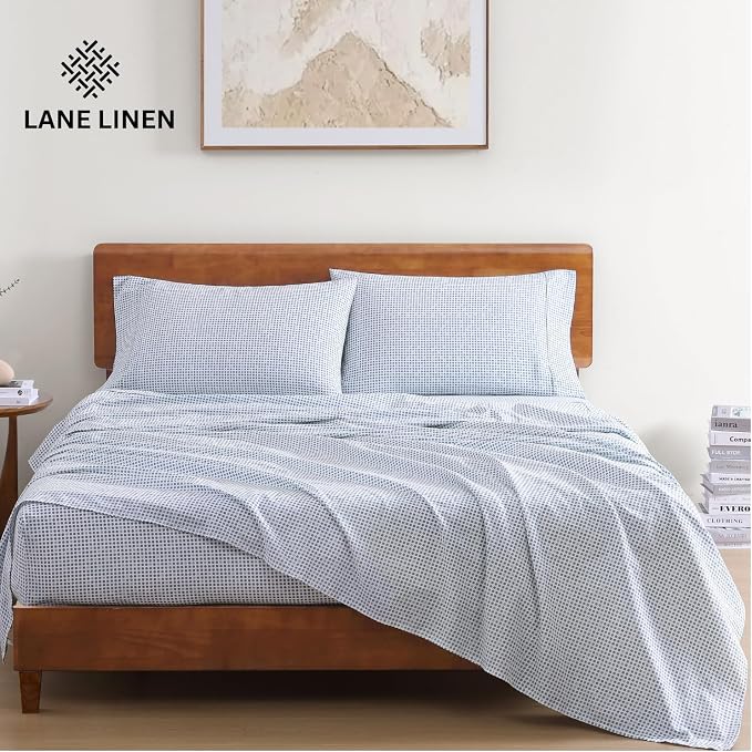 LANE LINEN 100% Organic Cotton Printed King Size Bedding Sheets & Pillowcases - Image 2