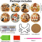 8 PCS Halloween Diamond Art Coasters Kits Cute Diamond Painting Coaster | - Image 2
