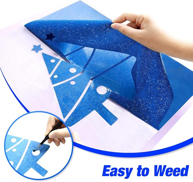 VinylRus Royal Blue Glitter HTV Heat Transfer Vinyl Roll-12 x 10ft Blue Glitter - Image 5