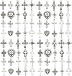 WOCRAFT 60pcs Antique Silver Cross Bracelet Charms by WOCRAFT