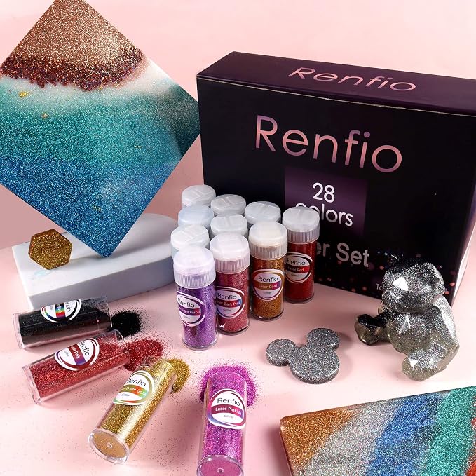 Renfio 28 Colors Holographic Glitter Set, 14.81oz 420g Ultra Fine Glitter - Image 6