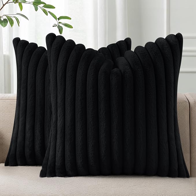 Pallene Faux Fur Plush Throw Pillow Covers 16x16 Set of 2, Luxury Soft Fluffy by PALLENE