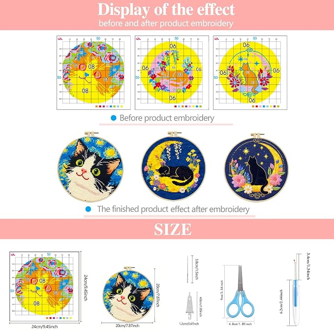 Zhenqing Night Sky Cats Cross Stitch Kit - Image 4